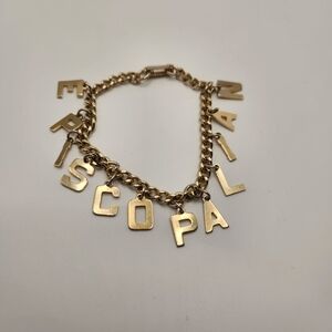 Vintage "EPISCOPALIAN" Gold-Tone‎ Letter Charm Bracelet